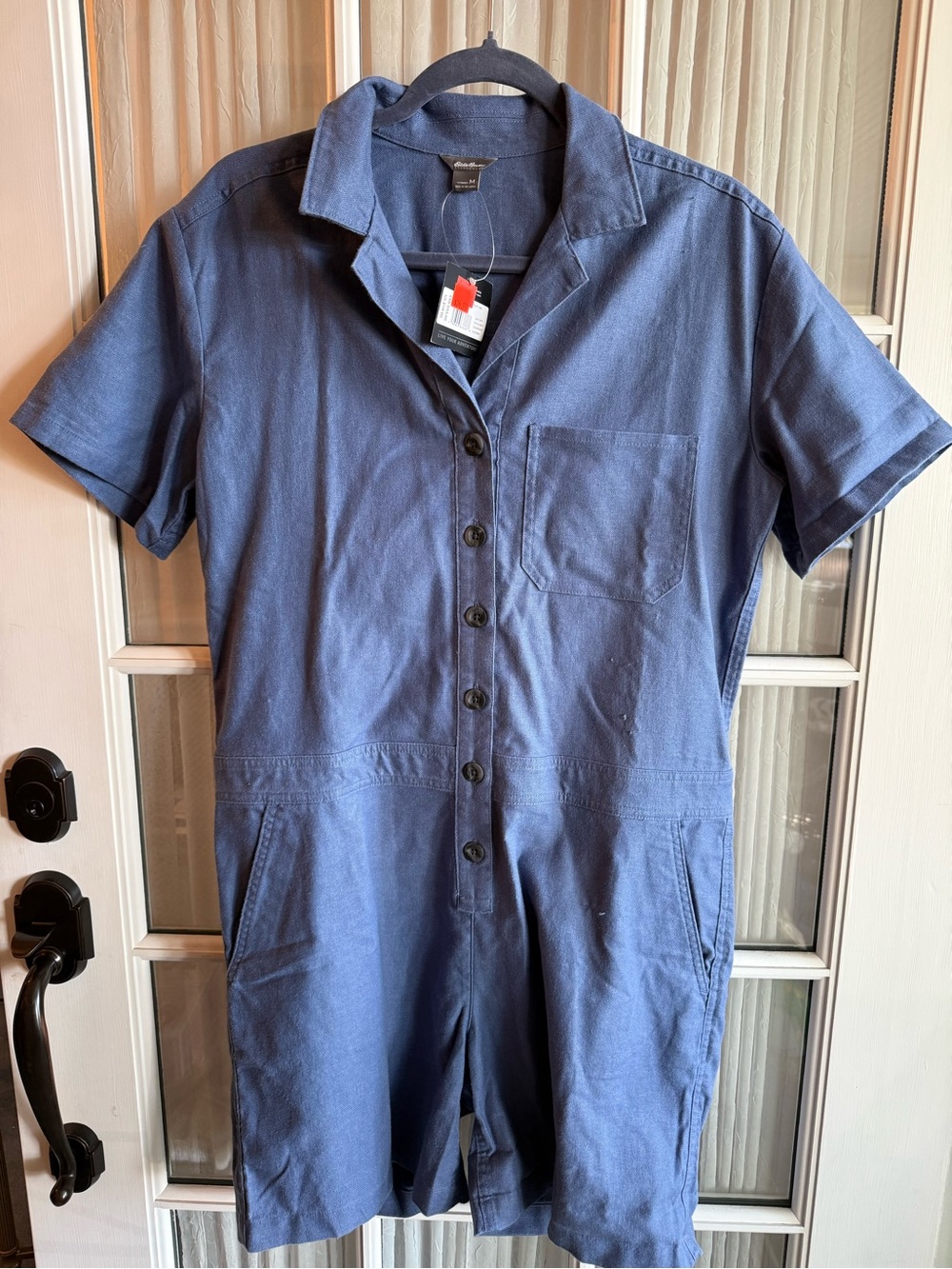 Eddie Bauer Hemplify Utility Romper Slate Blue Women's Medium